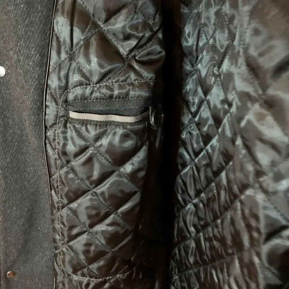 Calvin Klein Men's Dark Charcoal Black Wool Coat Jacket Size Small - Picture 9 of 14